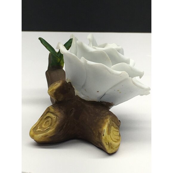 Vintage Porcelain White Rose on Branch Figurine Collectible Home Decor - Picture 6 of 12